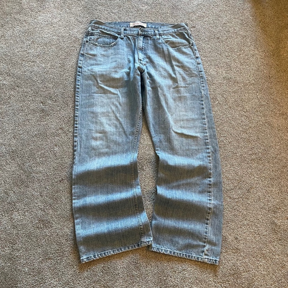 Y2K Mens Wrangler Relaxed Boot Jeans 36x30 Blue Excellent Light Wash Denim